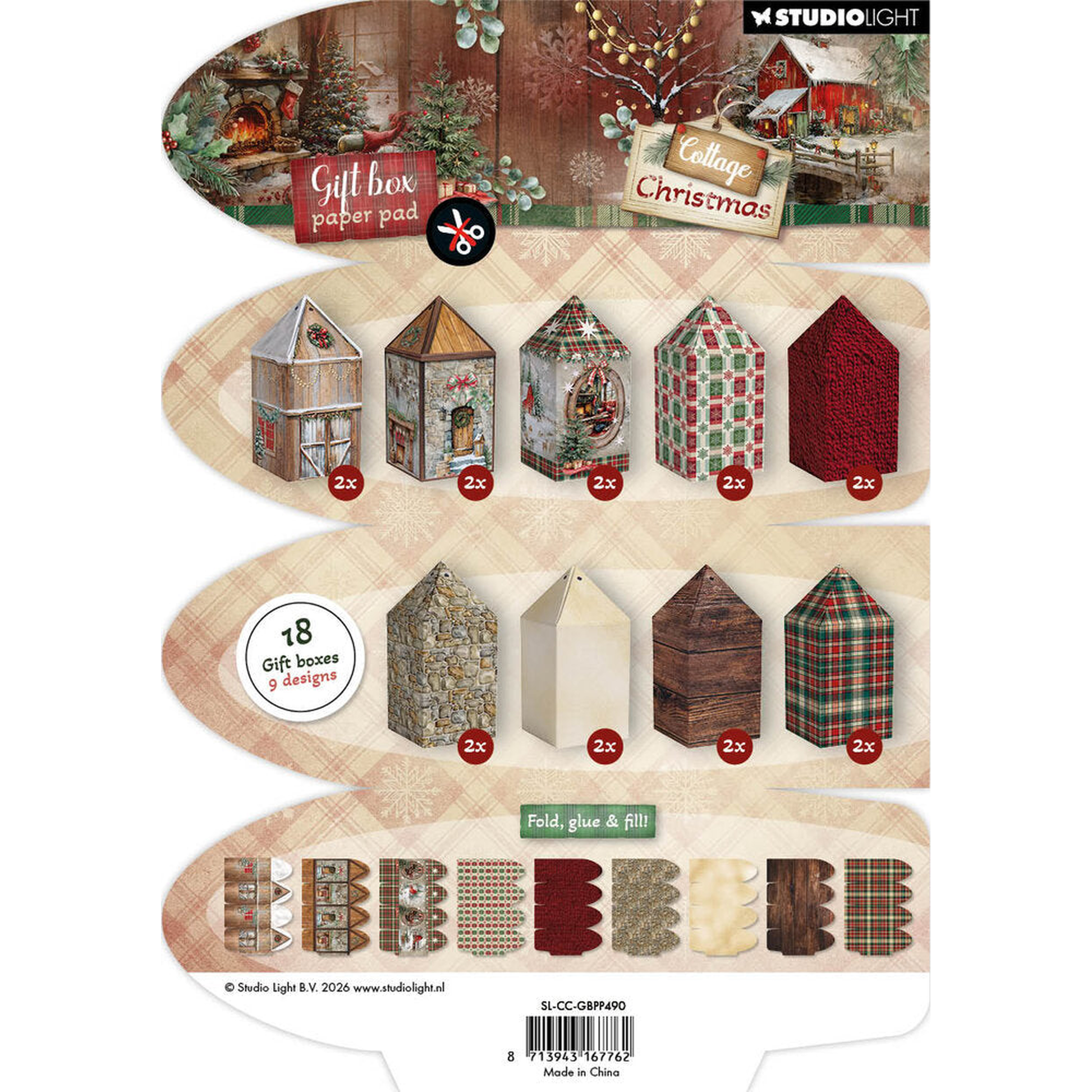 Cottage Christmas  Gift Box Paper Pad House Box