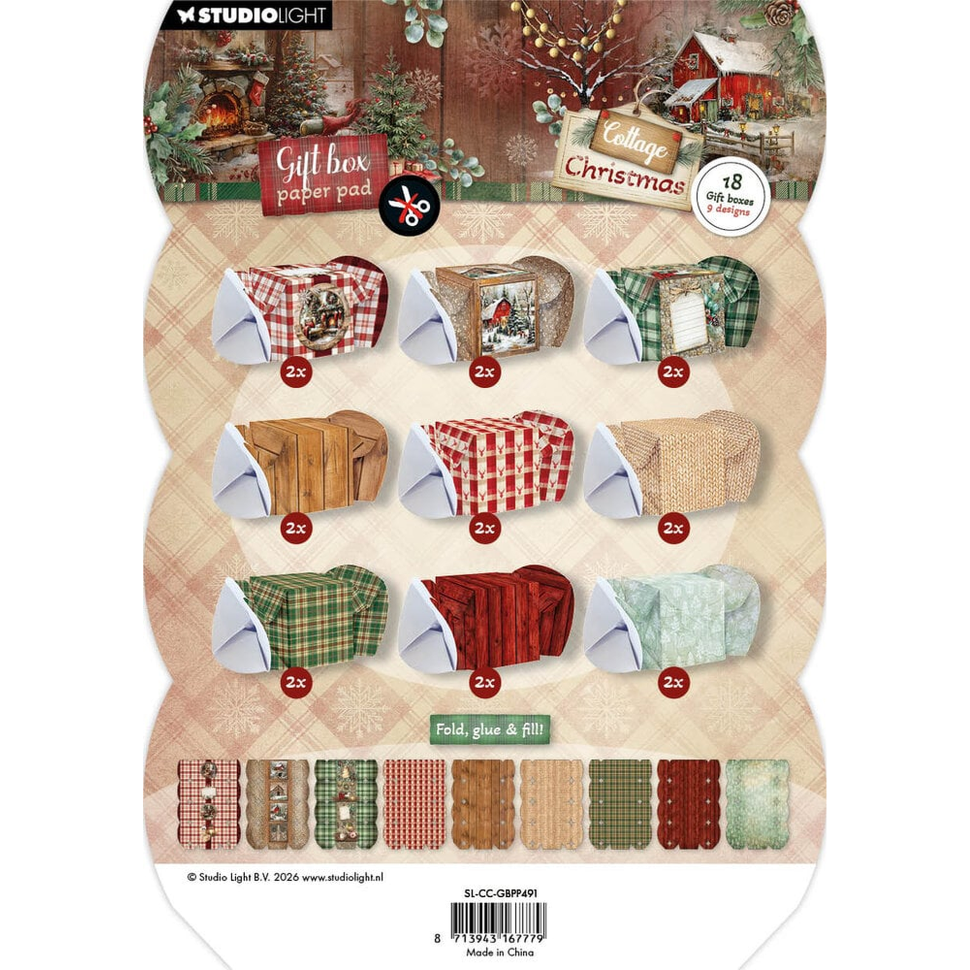 Cottage Christmas Gift Box Paper Pad Christmas Cracker