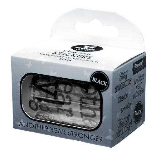 Another Year Stronger Black Transparent Stickers on Roll