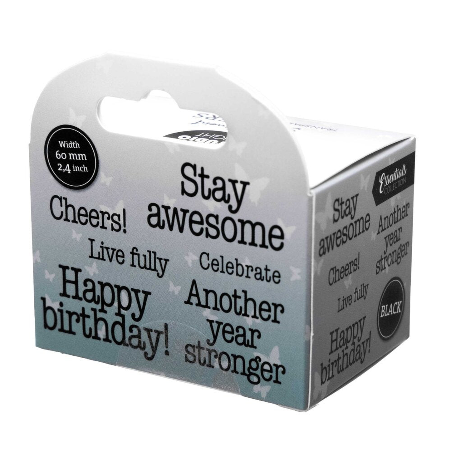 Another Year Stronger Black Transparent Stickers on Roll
