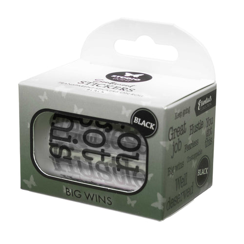 Big Wins Black Transparent Stickers on Roll