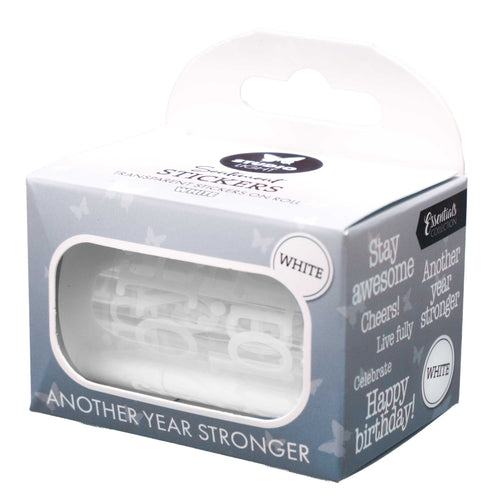 Another Year Stronger White Transparent Stickers on Roll