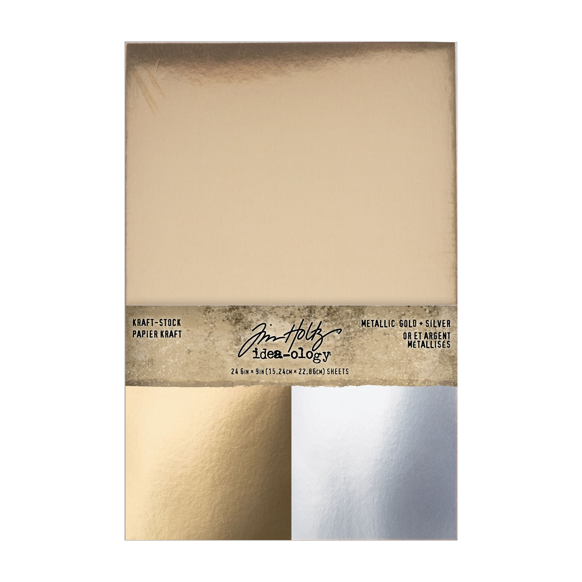 Tim Holtz Christmas Kraft Stock Metallic Gold + Silver